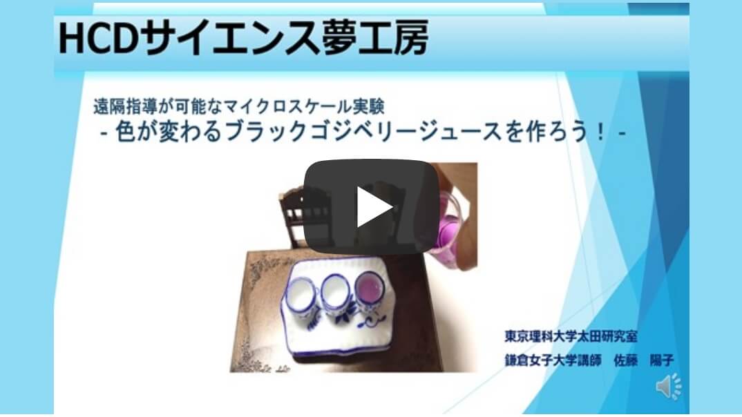 佐藤流キッチンサイエンス 遠隔指導が可能なマイクロスケール実験‐色が変わるブラックゴジベリージュースを作ろう！‐