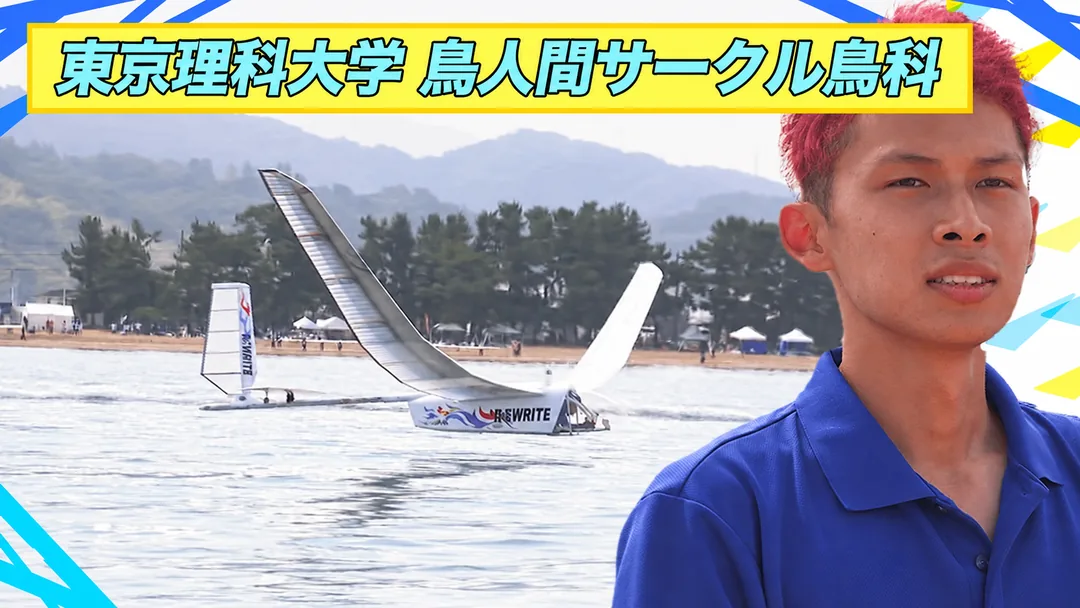 鳥人間コンテストで優勝した鳥科のパイロット